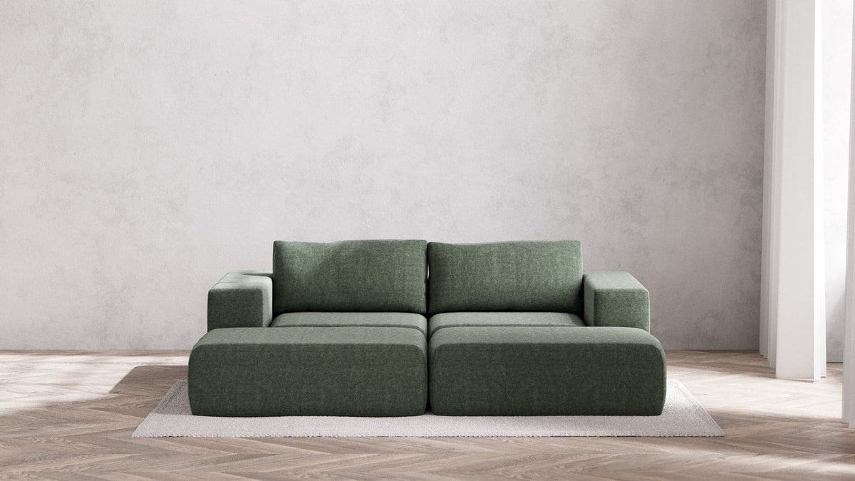 Modular 2Seater Daybed Sofa Sectional Heirloom Velvet in Sage Diorama