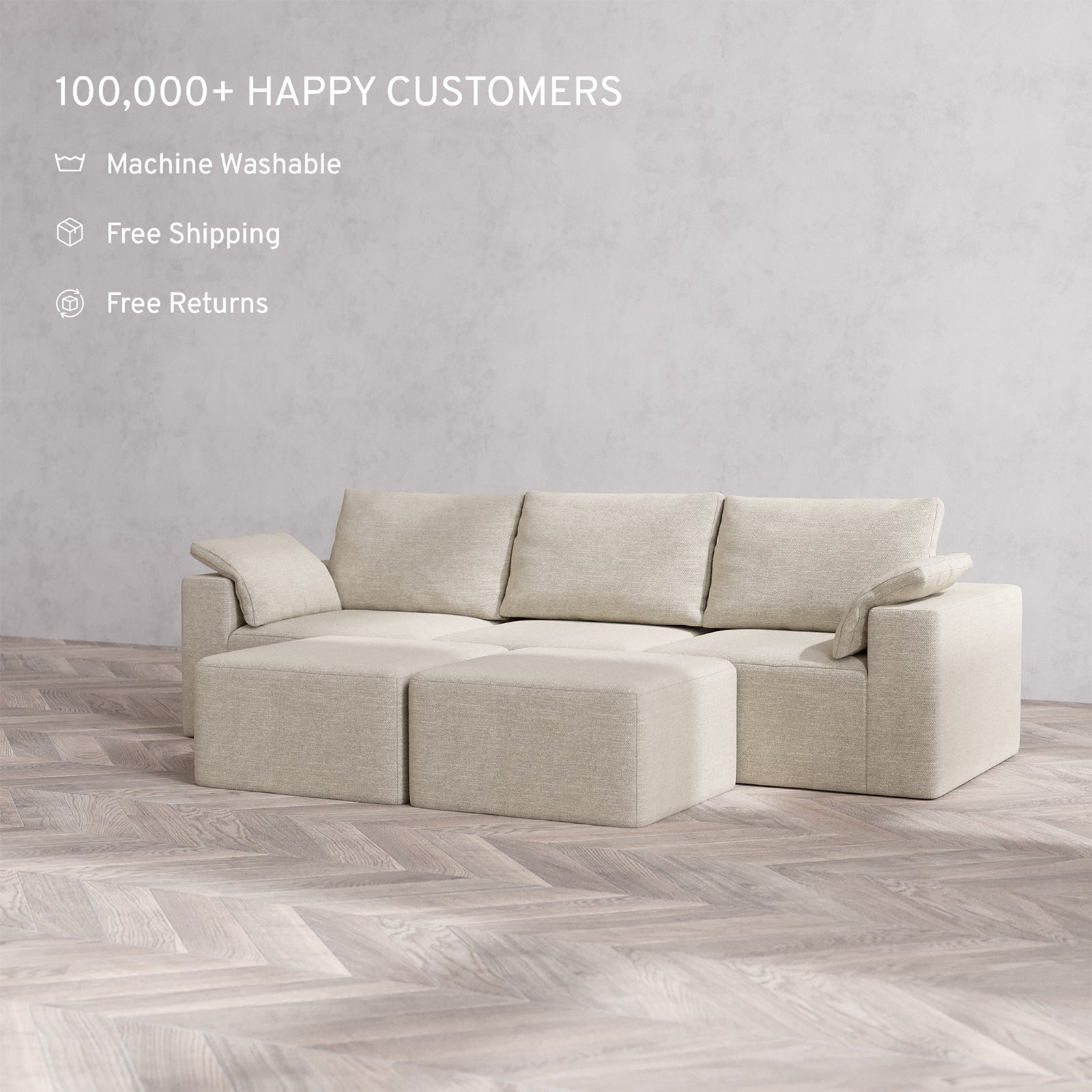 Couch Ob Slipcover Only - Modular Washable 3-Seater Cloud + Bolster Sofa + Otto ...