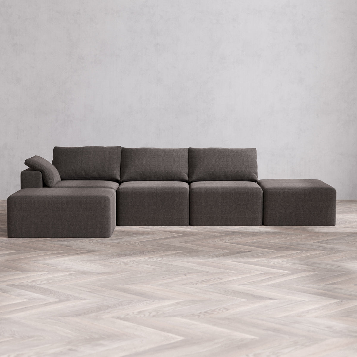 Slipcover Only - Modular Washable 3-Seater Open End Chaise Sectional C ...