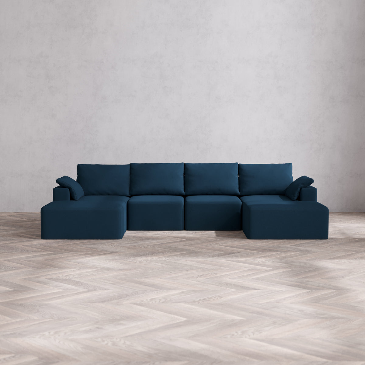 Slipcover Only - Modular Washable 4-Seater Open-Ends U Sectional Cloud ...