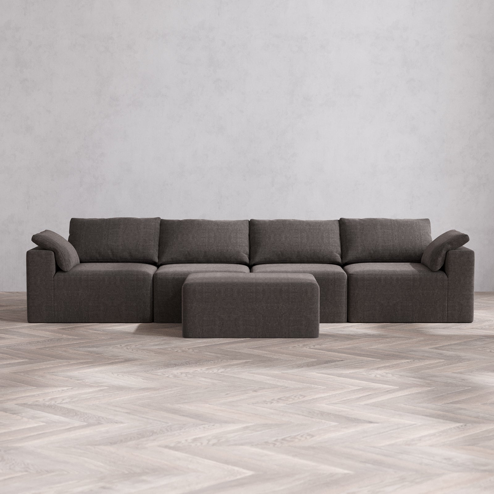 Modular Washable 4-Seater Cloud Sofa + Chaise Ottoman | Heirloom