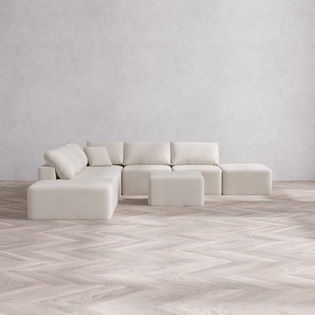 Slipcover Only - Modular Washable 7-Seater Open-Ends Corner Sectional ...
