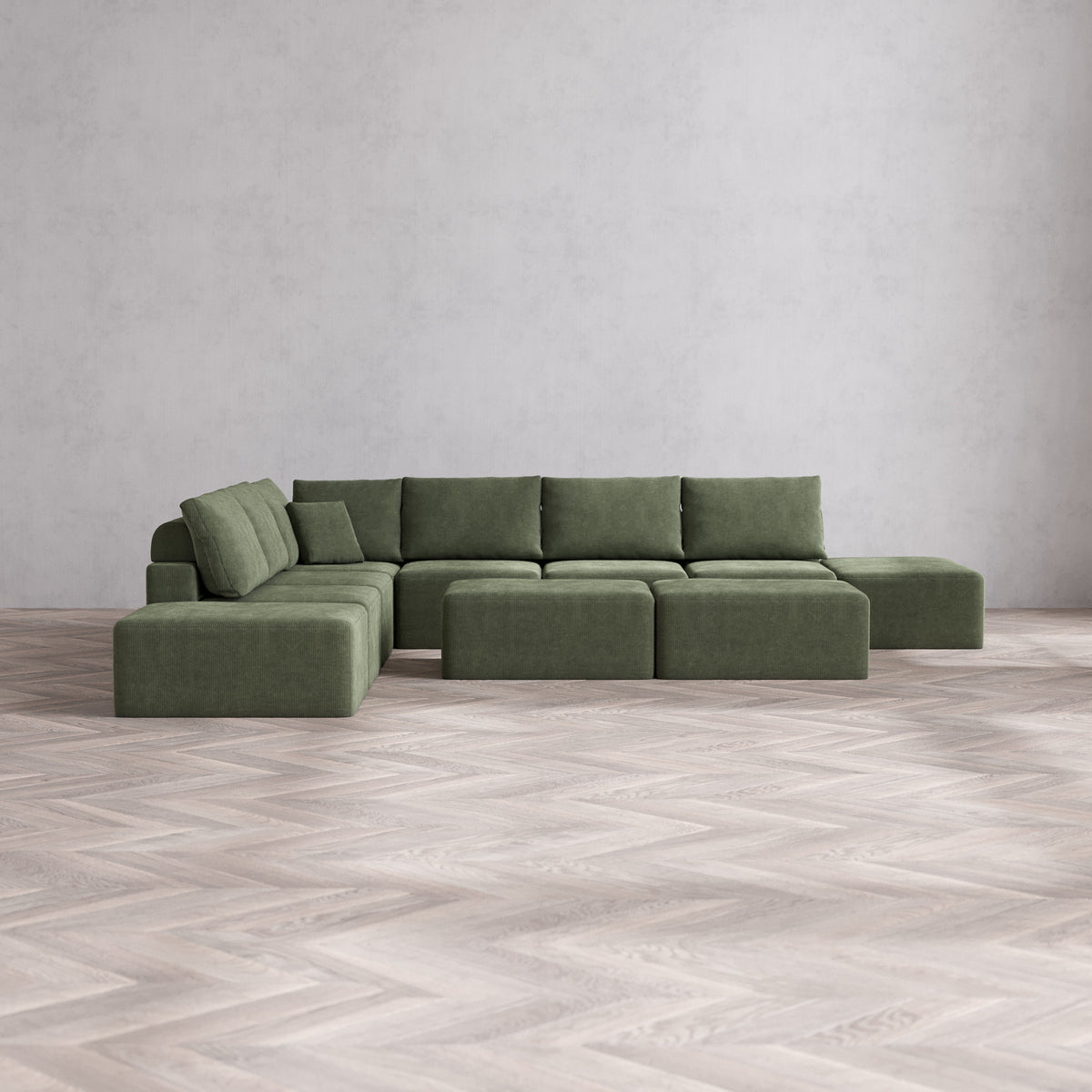 Slipcover Only - Modular Washable 8-Seater Open-Ends Corner Sectional ...