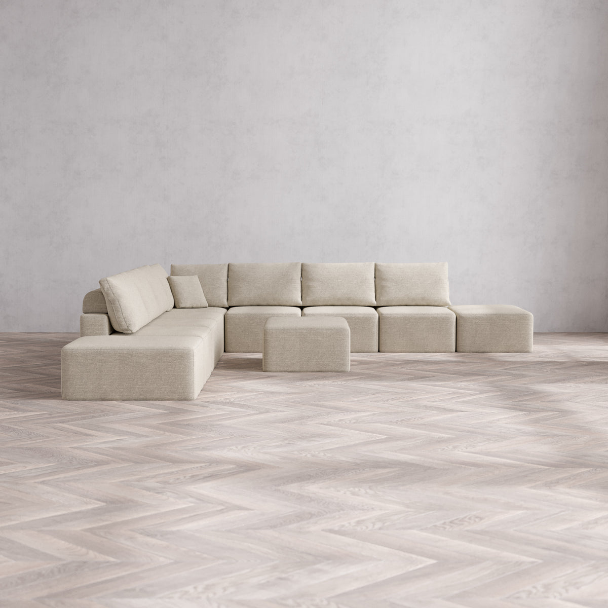 Slipcover Only - Modular Washable 9-Seater Open-Ends Corner Sectional ...