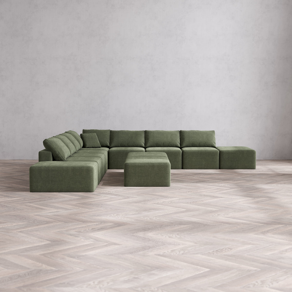 Slipcover Only - Modular Washable 9-Seater Open-Ends Corner Sectional ...