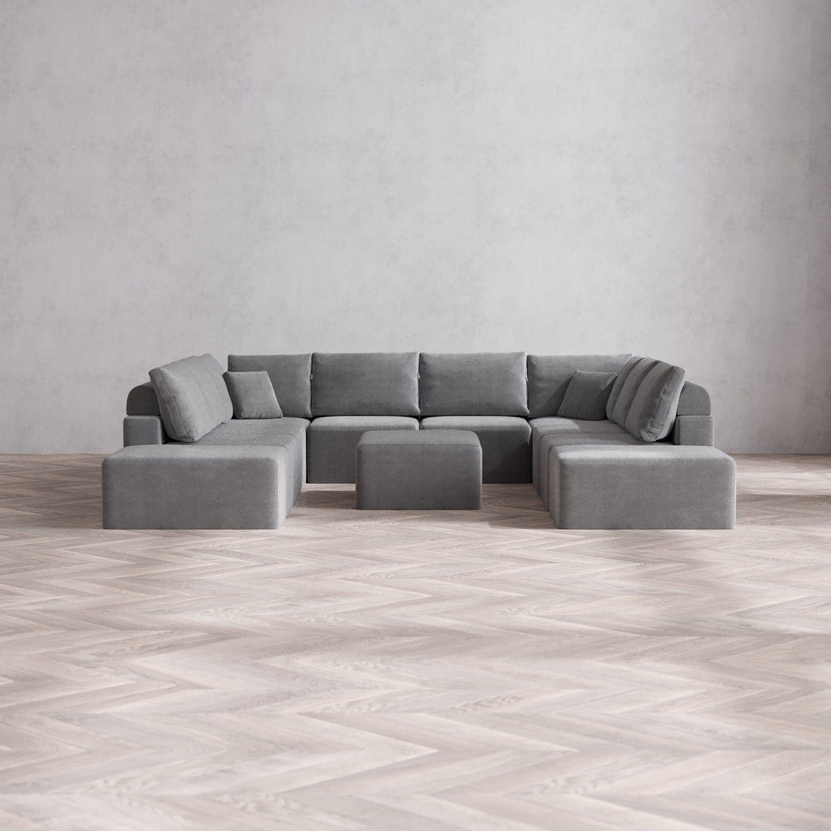Slipcover Only - Modular Washable 10-Seater Open-Ends U Sectional + Ch ...
