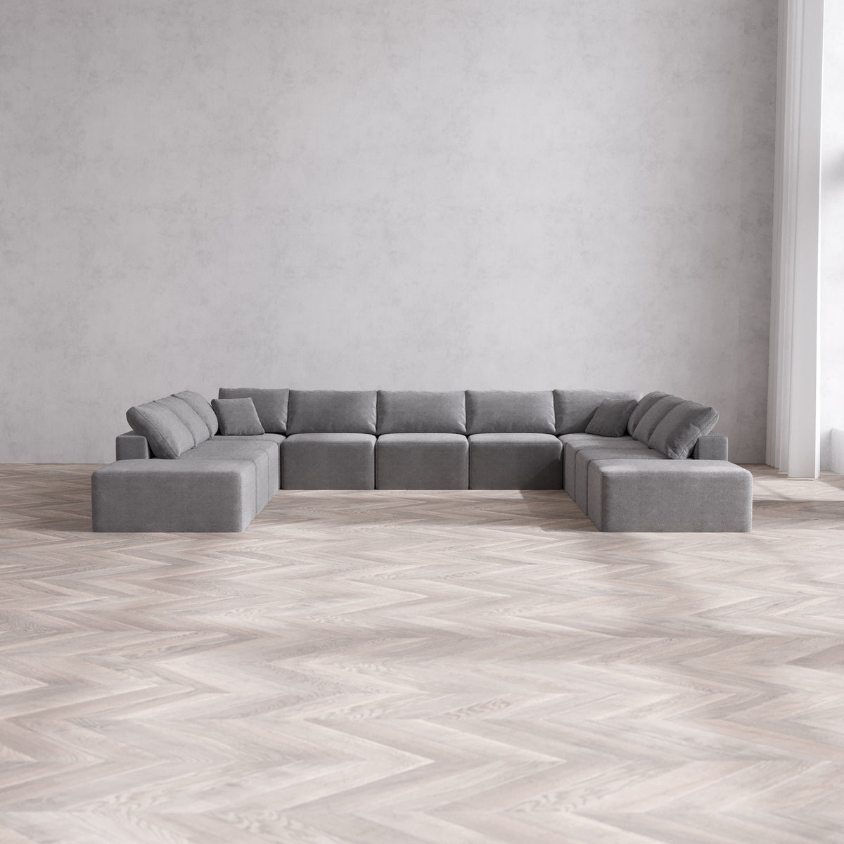 Slipcover Only - Modular Washable 11-Seater Open-Ends U Sectional Clou ...