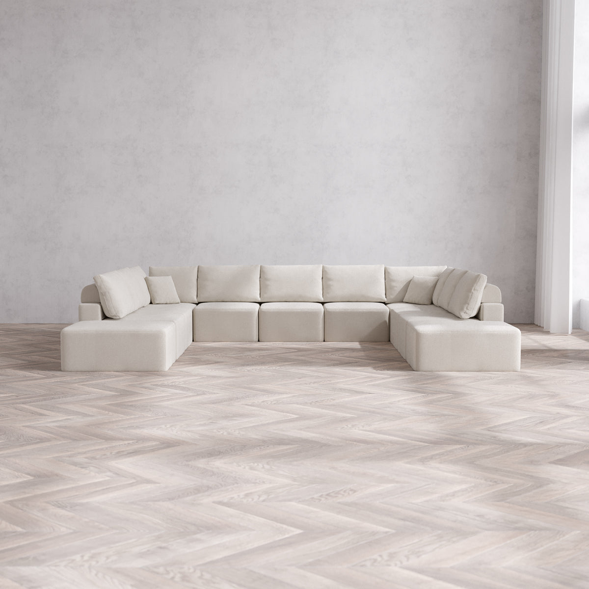 Slipcover Only - Modular Washable 11-Seater Open-Ends U Sectional Clou ...